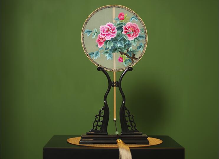 福連文苑刺繡真絲團(tuán)扇