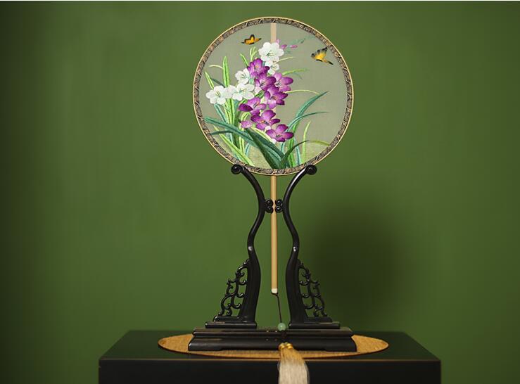 福連文苑刺繡真絲團(tuán)扇