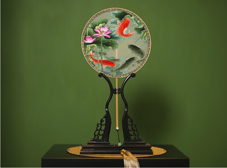 福連文苑刺繡真絲團(tuán)扇