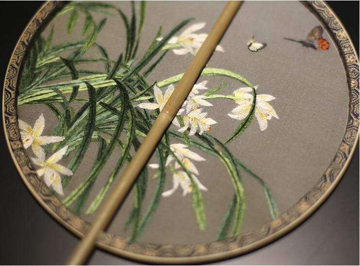 福連文苑刺繡真絲宮扇