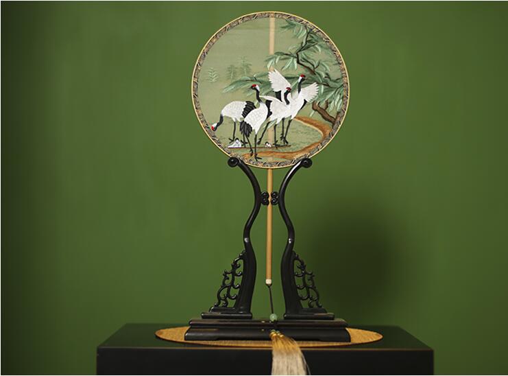 福連文苑刺繡真絲宮扇