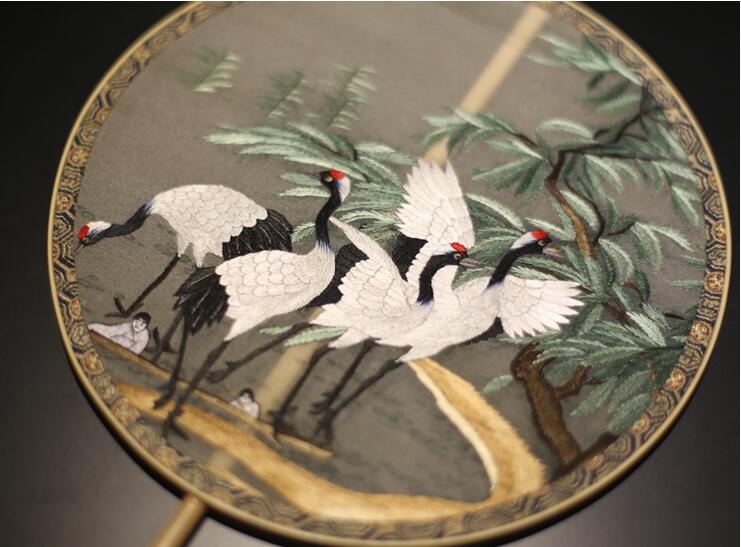 福連文苑刺繡真絲宮扇