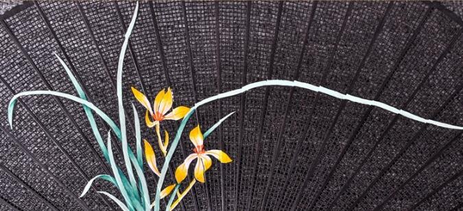 福連文苑烏木扇雕刻拉花折扇