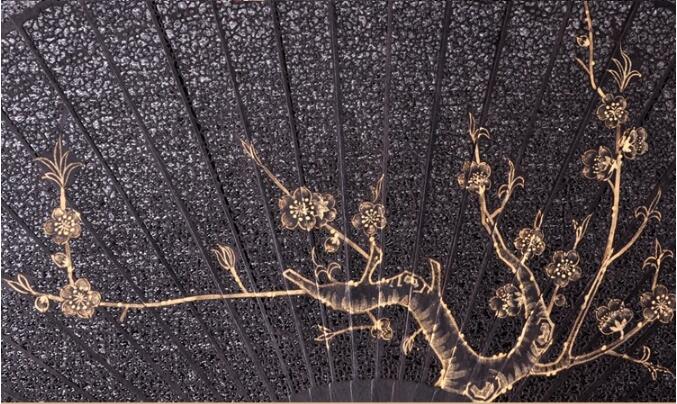 福連文苑烏木扇雕刻拉花折扇