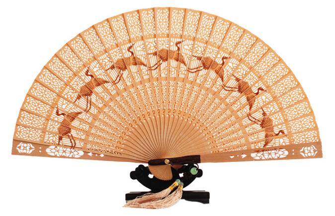 福連文苑紅檀香扇折扇圖片