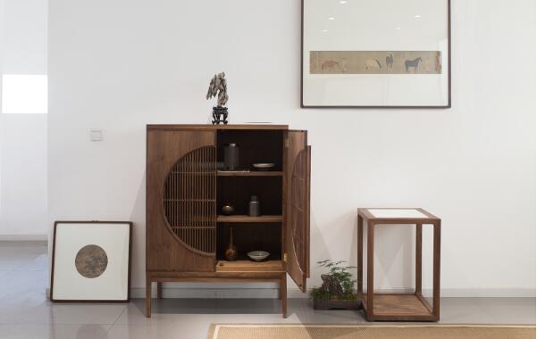 黑胡桃家具璞木禪意中式柜子。