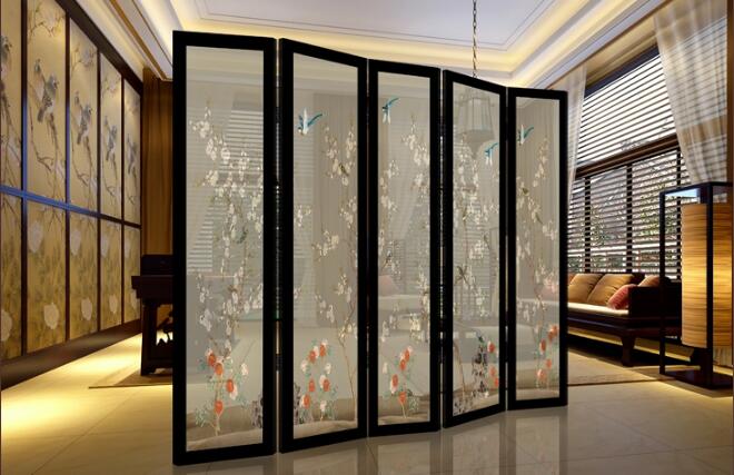 中式屏風(fēng)半透實(shí)木花鳥屏風(fēng)圖片