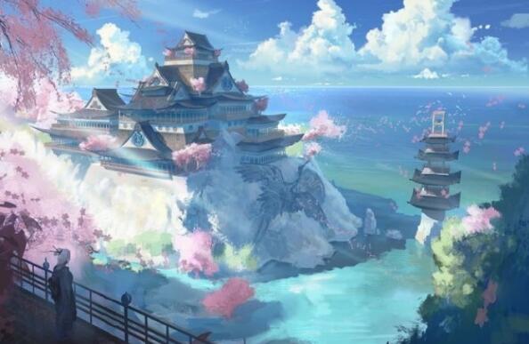 繪本中的亭臺(tái)樓閣古風(fēng)插畫圖片