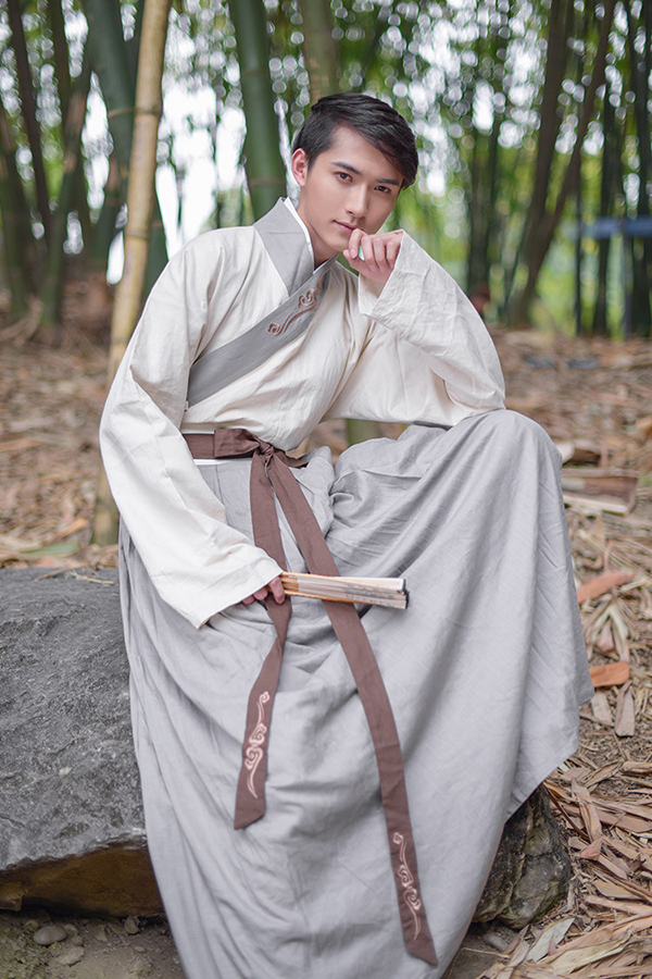 漢服繡花交領襦裙男子齊腰襦裙