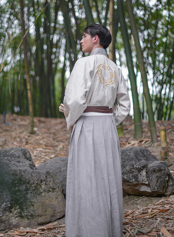漢服繡花交領襦裙男子齊腰襦裙
