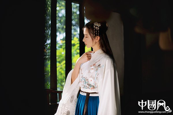 刺繡交領齊腰大袖襦裙