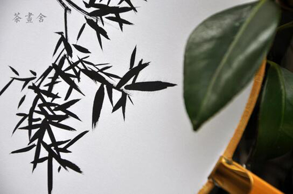 漢文化漢服周邊配飾國畫竹子絹面團扇