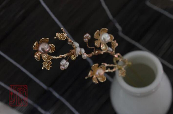 梅梢晚晴雙股簪，福連文苑發(fā)飾發(fā)簪