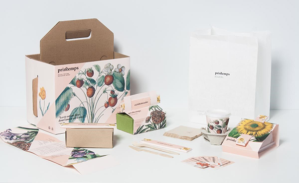 春天風(fēng)外賣盒包裝設(shè)計圖