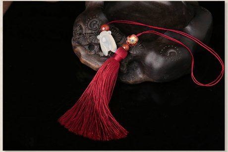 古典流蘇解元書(shū)簽，蟬韻柔美紅色書(shū)簽飾品