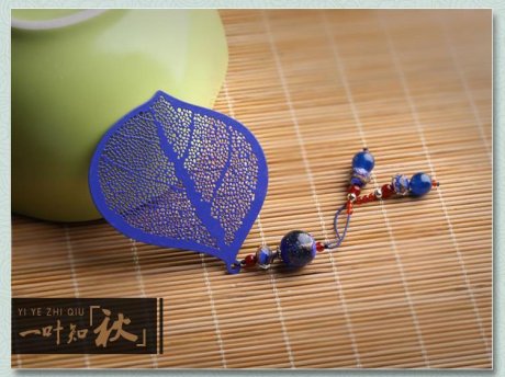 福連文苑金屬葉脈個(gè)性創(chuàng)意流蘇一葉知秋書簽