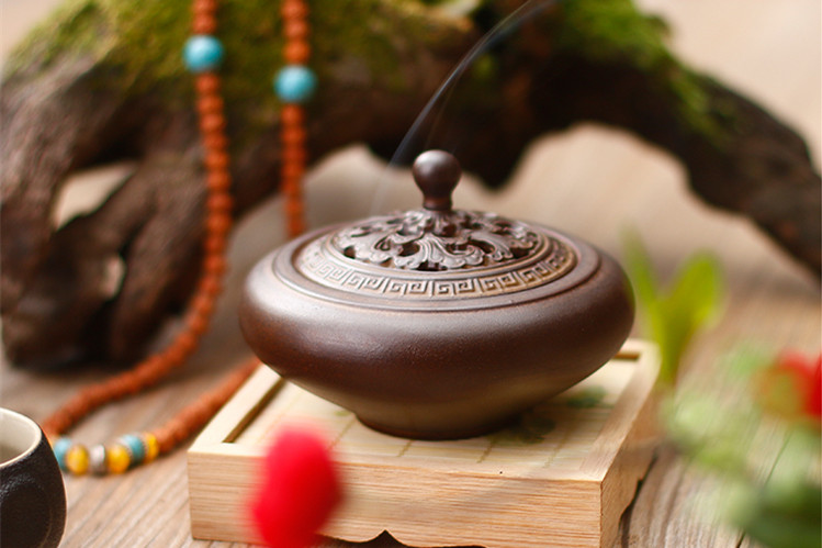 古典創(chuàng)意黑陶香薰?fàn)t，家用居室供佛仿古熏香爐
