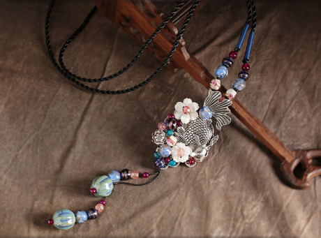 復(fù)古魚吊墜福連文苑風(fēng)毛衣鏈項(xiàng)鏈?zhǔn)罪? / data-uIGs=