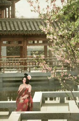 華裳佳人，著漢服踏春而行