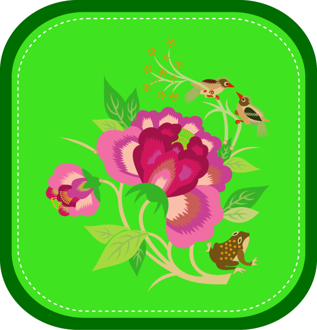 中國傳統(tǒng)刺繡圖案月季花卉系列二，矢量素材