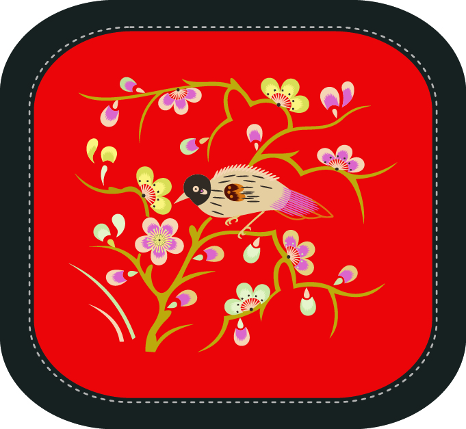 中國(guó)傳統(tǒng)刺繡圖案喜上枝頭系列一，矢量素材
