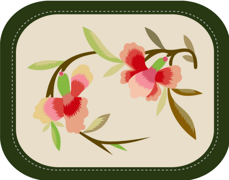 中國傳統(tǒng)刺繡圖案花卉系列六，矢量素材