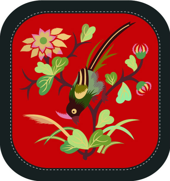 中國(guó)傳統(tǒng)刺繡圖案喜上枝頭系列三，矢量素材