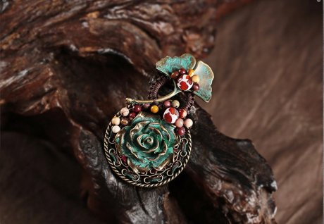 葉痕復(fù)古文藝胸針，民族風(fēng)風(fēng)胸花飾品