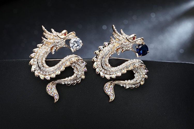 福連文苑十二生肖胸針動(dòng)物龍胸花別針