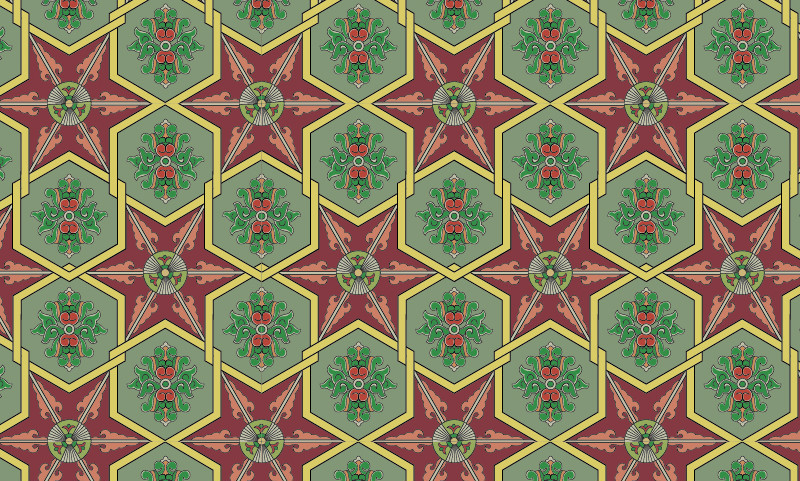 中國(guó)傳統(tǒng)織錦圖案與配色三，矢量素材AI圖片