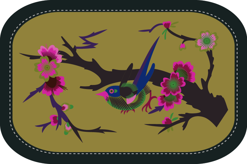 中國(guó)傳統(tǒng)刺繡圖案喜上梅梢系列二，矢量素材