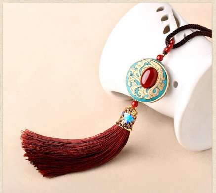 時尚福連文苑流蘇吊墜毛衣鏈項鏈