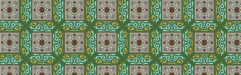 中國傳統(tǒng)織錦幾何圖案與配色，矢量素材AI圖片