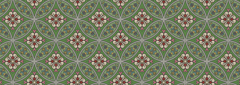 中國傳統(tǒng)百合花圓形圖案與配色，矢量素材AI圖片