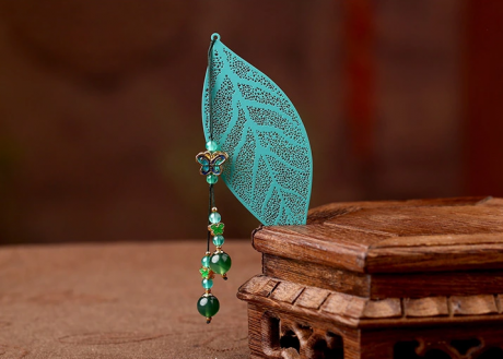 鏤空樹葉福連文苑綠色復(fù)古文藝書簽