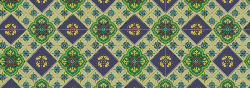 中國傳統(tǒng)織錦四瓣花圖案與配色，矢量素材AI圖片