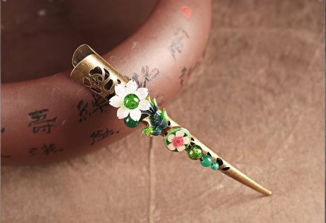 春意盎然發(fā)夾，古典盤發(fā)大發(fā)夾頭飾