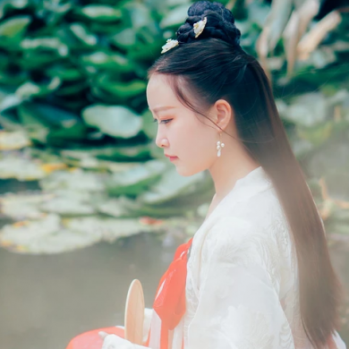 海邊飄逸女子頭像，唯美古風(fēng)真人頭像