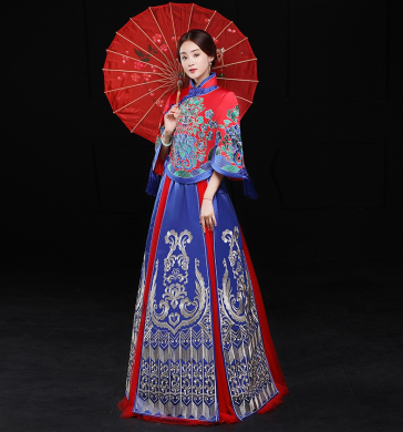 復(fù)古文藝中式禮服，福連文苑新娘結(jié)婚禮服