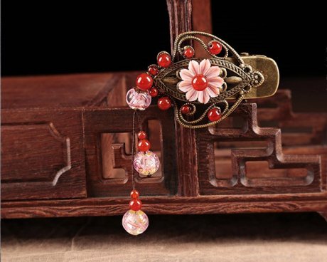 紅粉佳人發(fā)夾，典雅福連文苑發(fā)飾頭飾