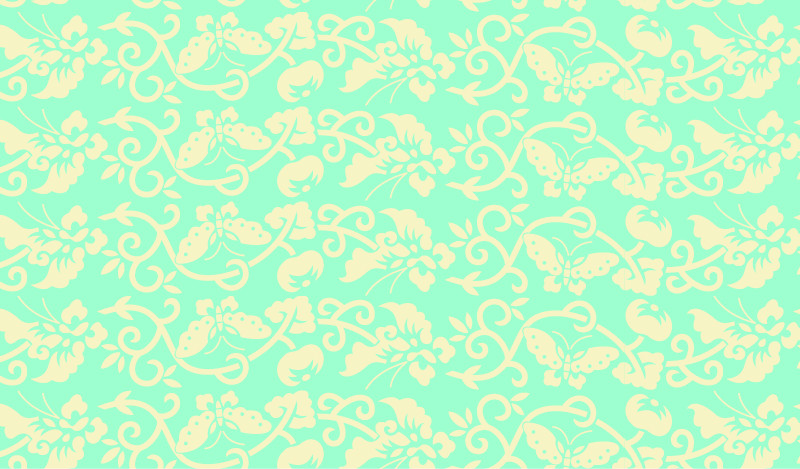 中國(guó)傳統(tǒng)織錦蝴蝶圖案與配色，矢量素材AI圖片