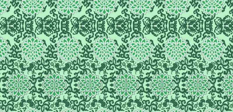 中國傳統(tǒng)蝴蝶蓮花圖案與配色，矢量素材AI圖片