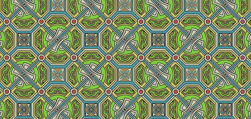 中國傳統(tǒng)建筑結(jié)構(gòu)圖案與配色，矢量素材Ai圖片