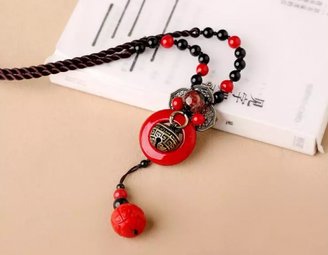 赤子心福連文苑項鏈復古紅色吊墜毛衣鏈