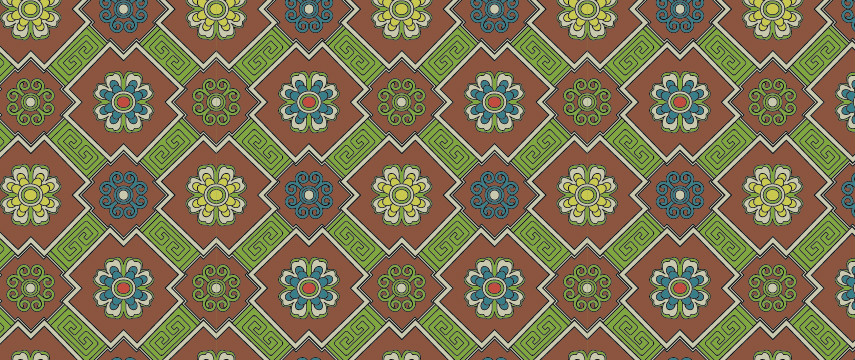 中國傳統(tǒng)織錦圖案與配色十三，矢量素材AI圖片