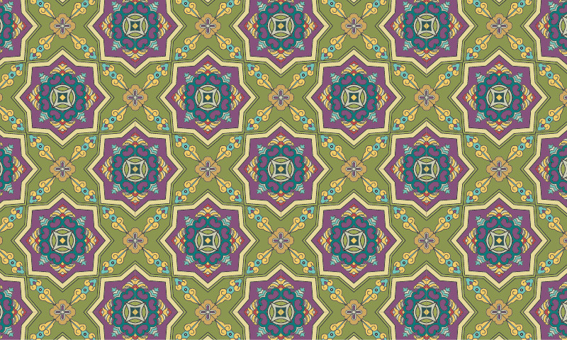 中國傳統(tǒng)織錦菱角八邊形圖案與配色，矢量素材