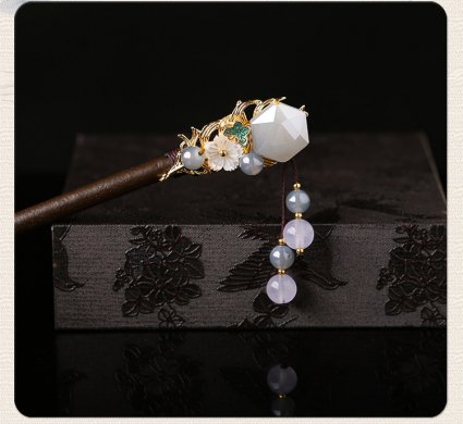 水晶復古風發(fā)簪，古代步搖發(fā)簪頭飾