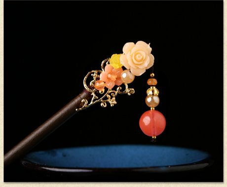 宮廷氣質(zhì)木簪子，氣質(zhì)花朵盤發(fā)簪子頭飾