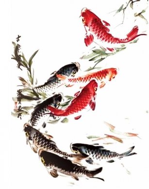 福連文苑水墨魚psd素材