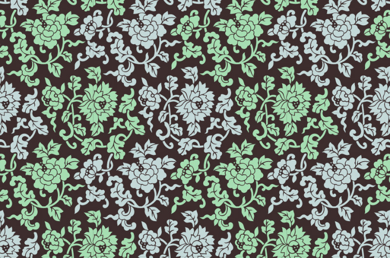 中國傳統(tǒng)織錦花卉圖案與配色，矢量素材AI圖片